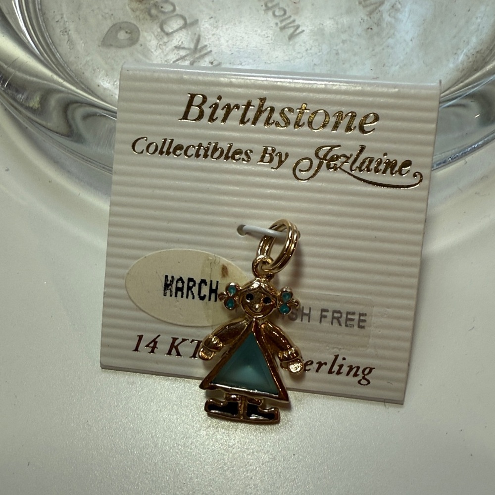🛑SOLD🛑14kGold over sterling Blue Birthstone Pendant/charm for March. NWT